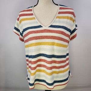 Madewell Women's Skyline V-neck Tee in Jay Stripe